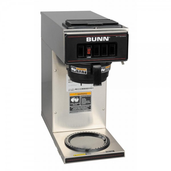 Bunn VP17 Low Profile 64 oz. Commercial Pourover Coffee Brewer with 1 Warmer in Stainless Steel