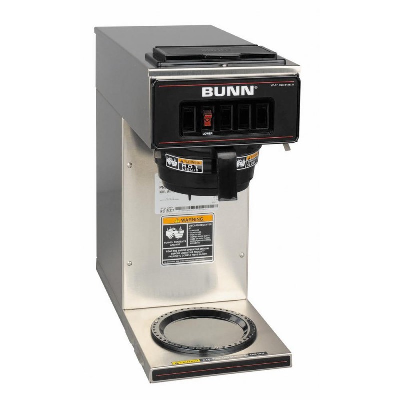 Bunn VP17 Low Profile 64 oz. Commercial Pourover Coffee Brewer with 1 Warmer in Stainless Steel