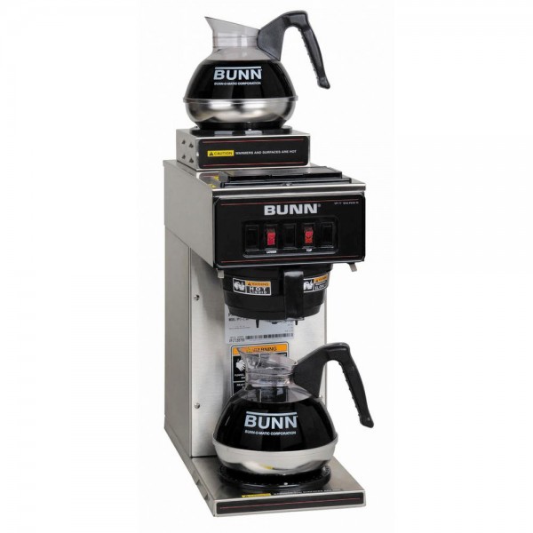 Bunn Pourover 64 oz. Commercial Coffee Brewer with Two Warmers in Stainless Steel