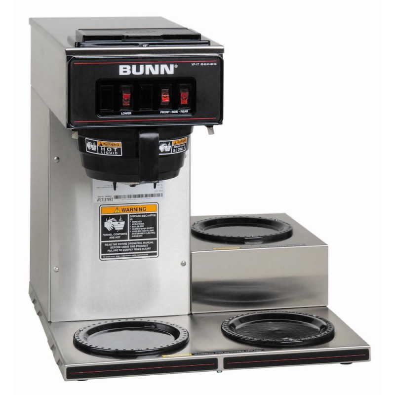 Bunn 12-Cup Pourover Commercial Coffee Brewer with 3 Lower Warmers, Stainless