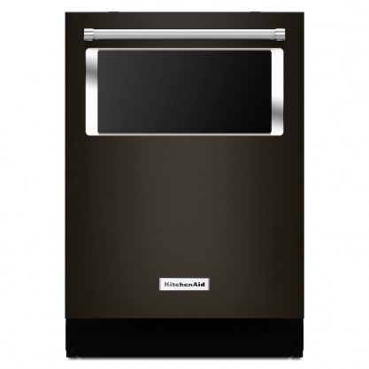 KitchenAid Top Control Built-In Dishwasher in Black Stainless with Stainless Steel Tub and Window with Lighted Interior