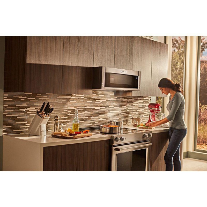 KitchenAid 1.1 cu. ft. Over the Range Low Profile Microwave Hood Combination in Stainless Steel