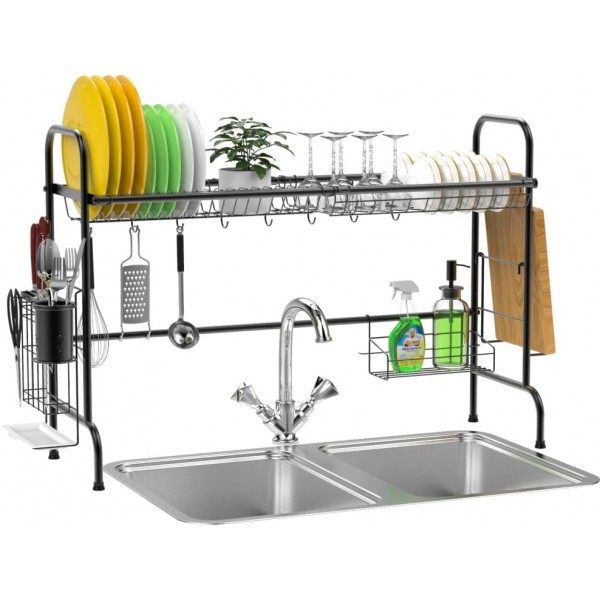 Over The Sink Dish Rack, Ace Teah Large Dish Drying Rack with Utensil Holder Hooks