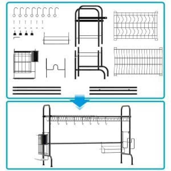 Over The Sink Dish Rack, Ace Teah Large Dish Drying Rack with Utensil Holder Hooks