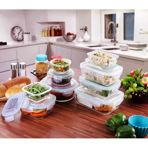 Utopia Kitchen Glass Food Storage Container Set (18 Containers and 18 Lids) - Transparent Lids - BPA Free (Bulk Pack of 36)